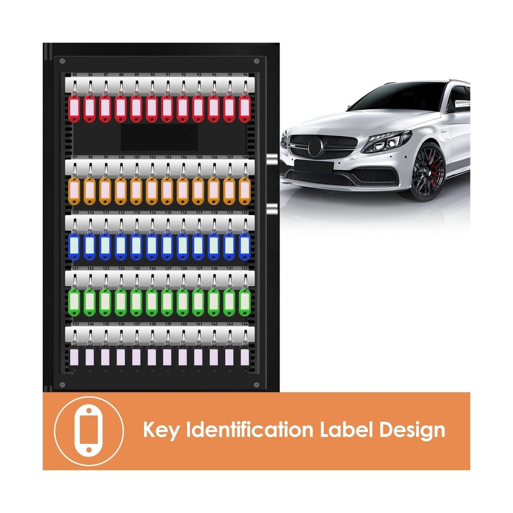 144 Position Key Lock Box Wall Mount with Combination Lock, Digital Key Cabin...