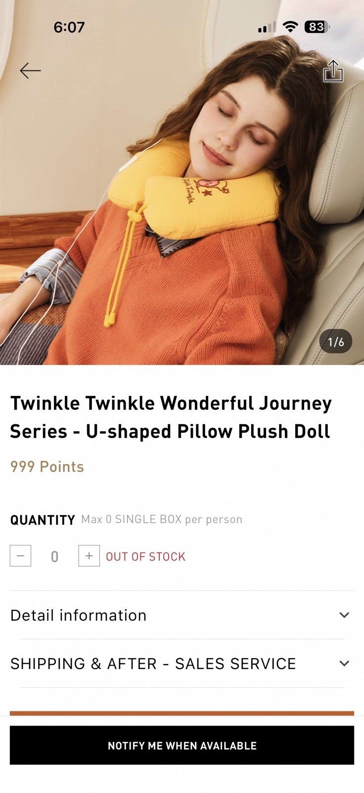 Authentic TWINKLE TWINKLE Wonderful Journey- U-shaped Pillow Plush Doll-UNOPENED