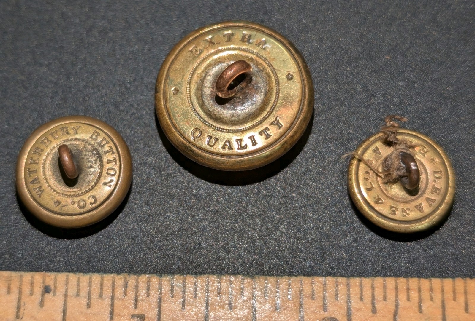 Three Federal Eagle A Artillery Officer's Buttons