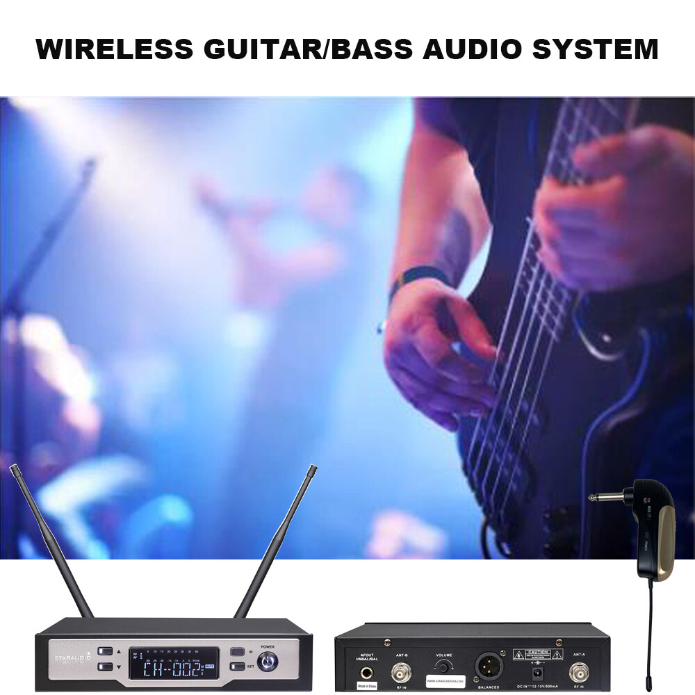 Wireless UHF Microphone System Stage Guitar Straight pug Angled plug Show Mics