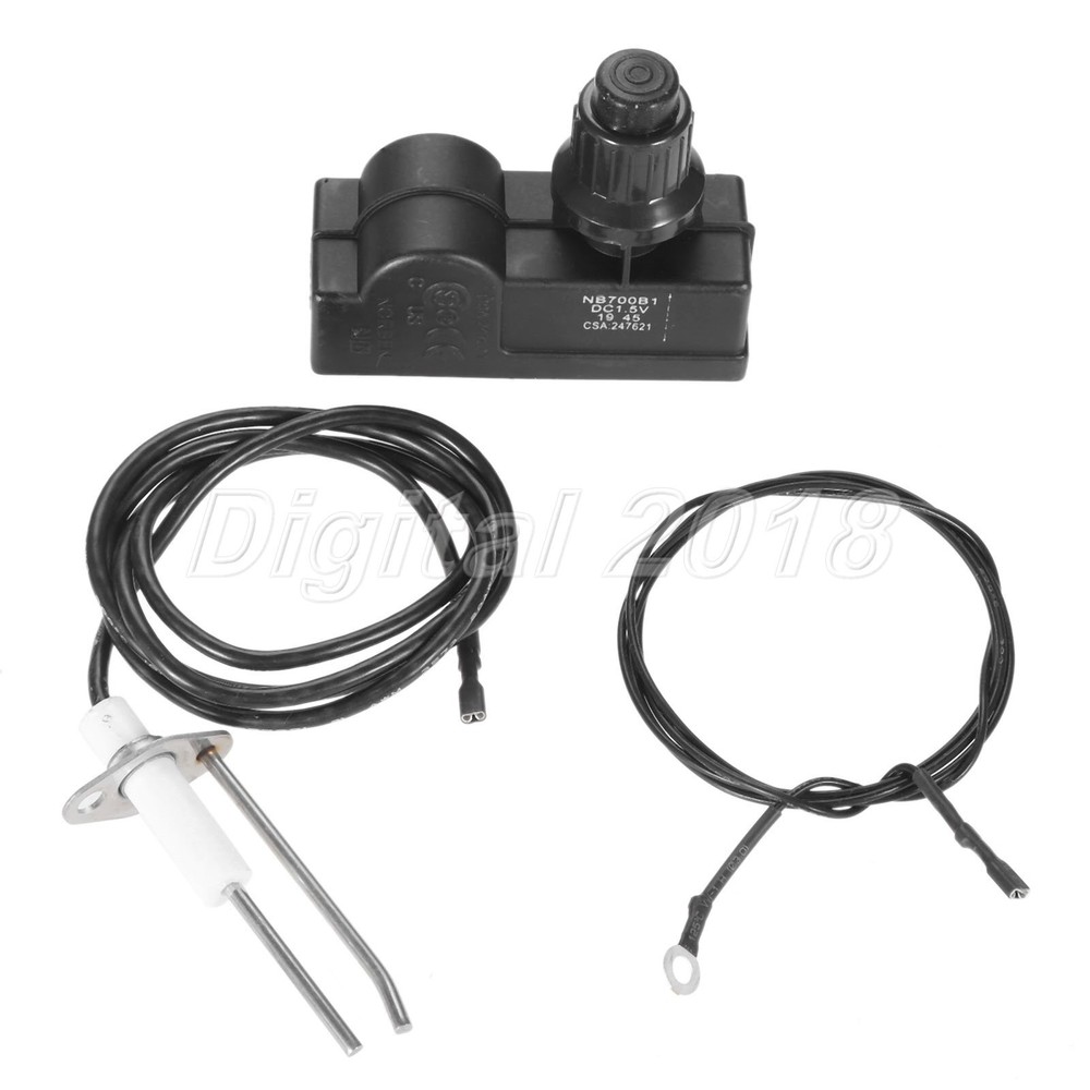 1x Fire Pit Igniter Stove Grill Burner 2 Outlets Push Button Ignition Switch Kit