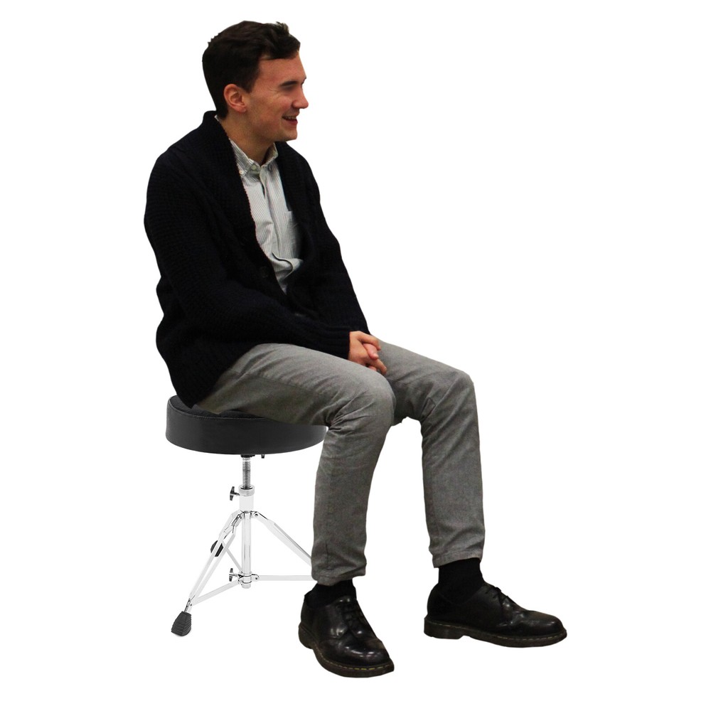 Adjustable Black Drum Stool with Thick Padded Seat for Comfort