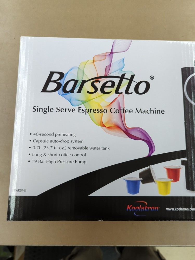 BARSETTO SINGLE SERVE EXPRESSO COFFEE MACHINE - BARSM1 - CAPSULE AUTO DROP