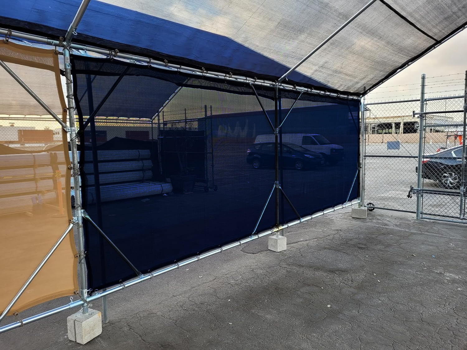 5' X 12' Stationary Black Mesh Sun Shade Tarp, 75% UV Block