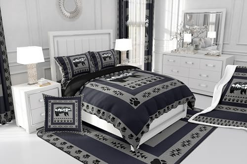 Western Rustic Bear Comforter Set Twin Size, Moon Bear Quilt Set with 1