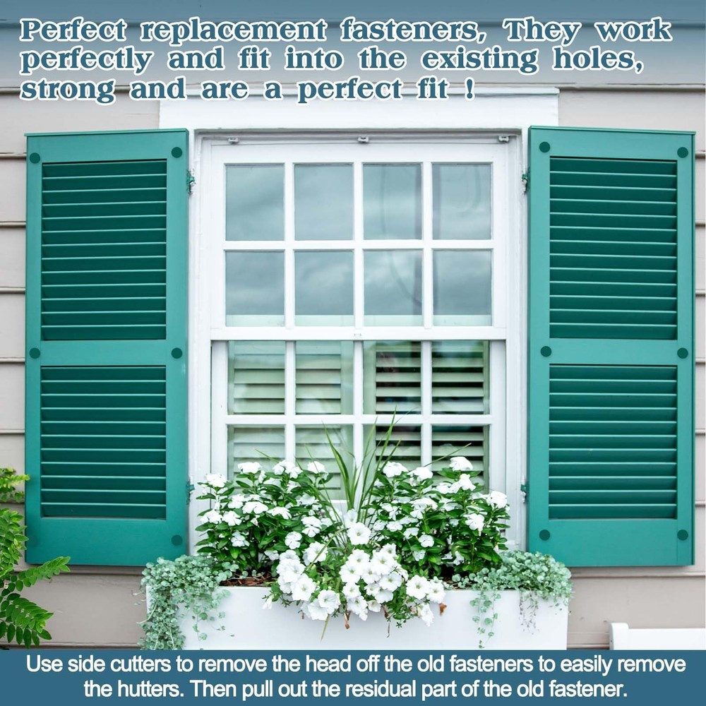 60Pcs 3 Inch Vinyl Shutter Fasteners, Window Shutter Panel Pegs Shutter Screw...