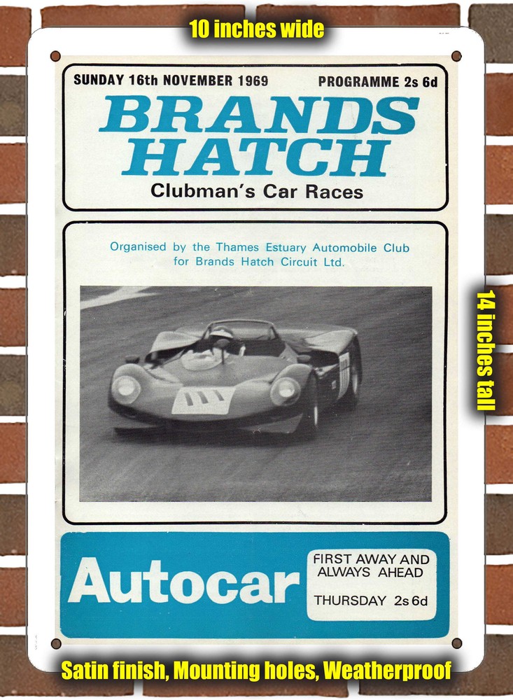 Metal Sign - 1969 Brands Hatch Circuit Racing Program - 10x14 inches