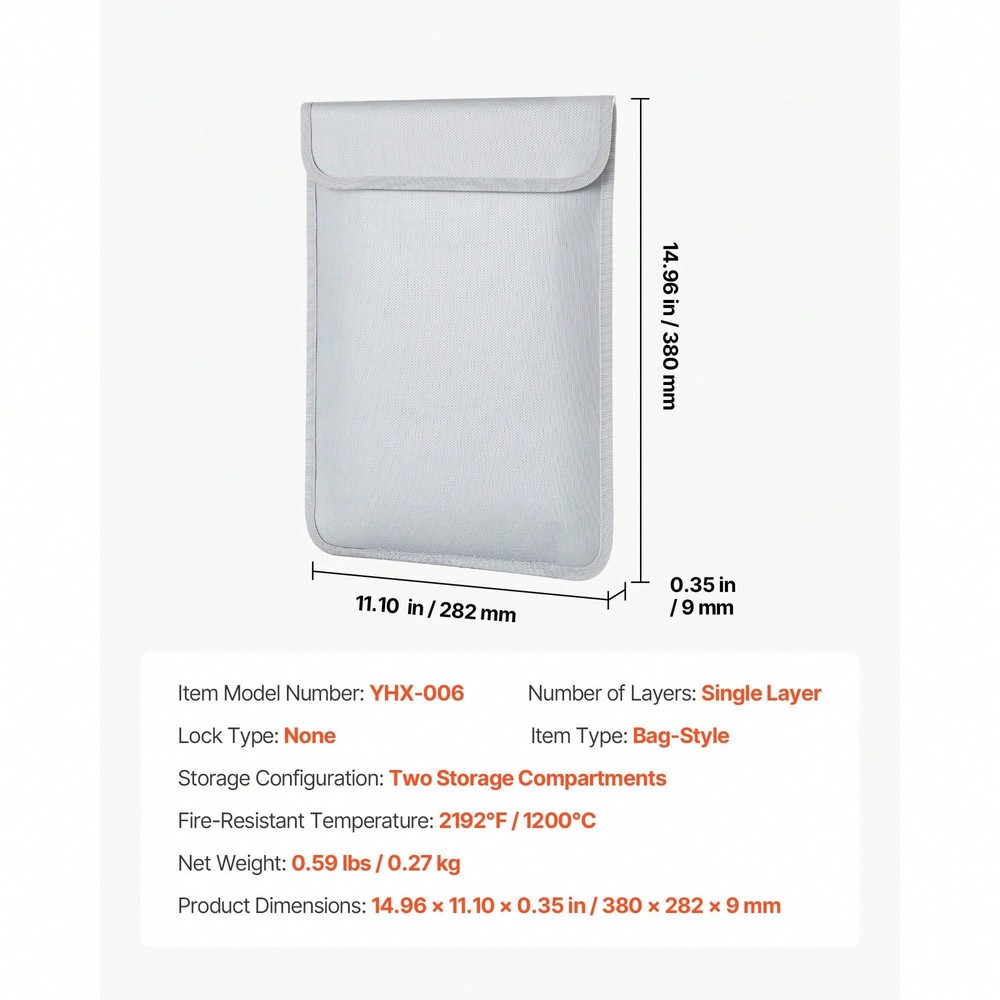 Fireproof Document Box,1832 ℉ Heat Insulated Fireproof &Waterproof Box With Lock