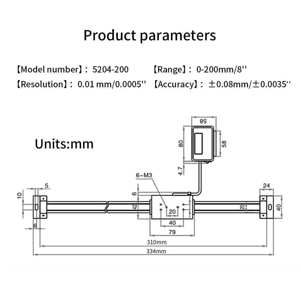 0-200mm/8''Digital Readout Linear Scale, Accurate Digital Remote LCD,for Mill...