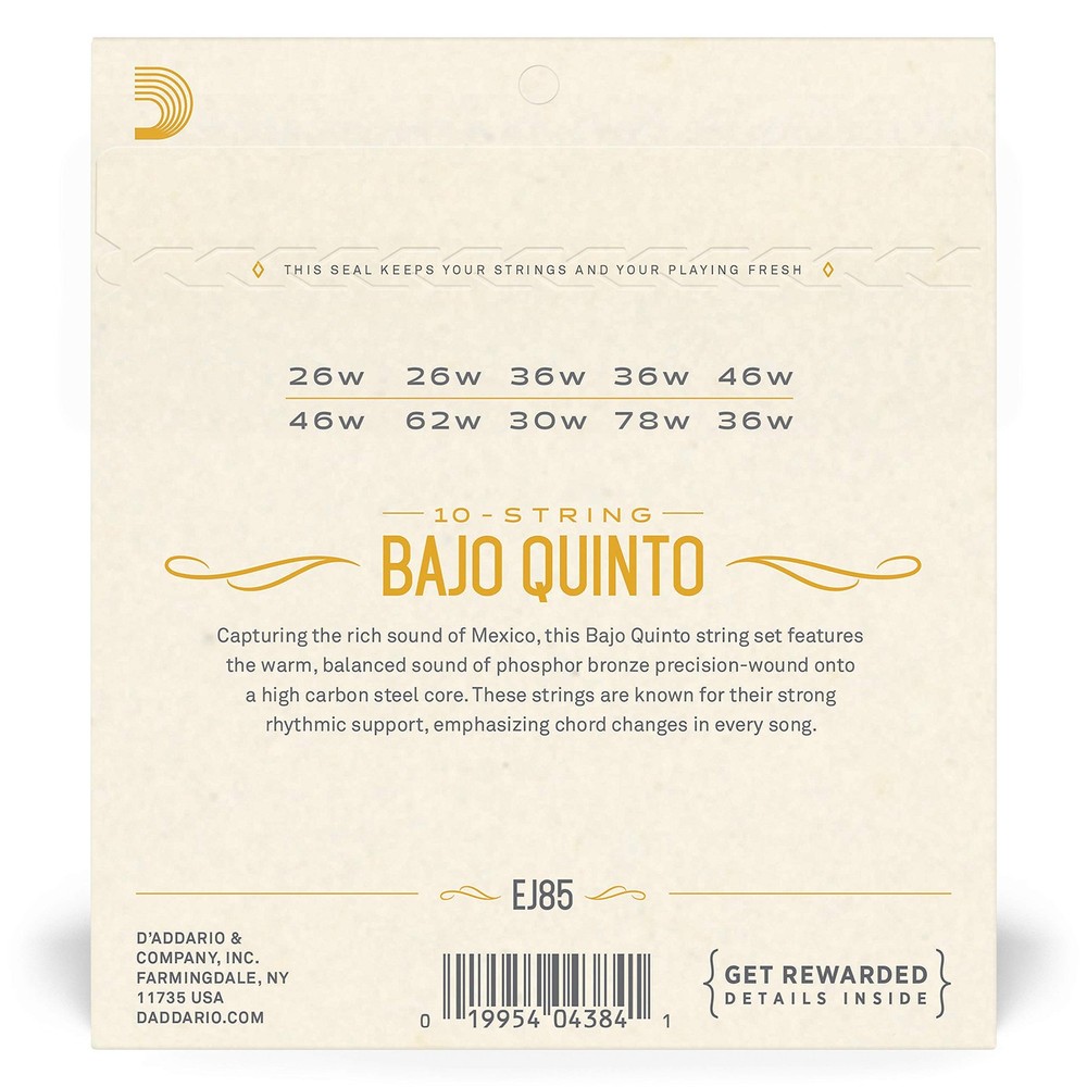 D'Addario EJ85 Bajo Quinto Strings