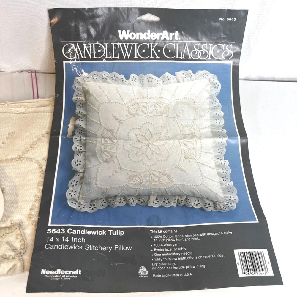 Candlewick Classics Tulip Stitchery Pillow Craft VTG PARTIALLY DONE Needlepoint