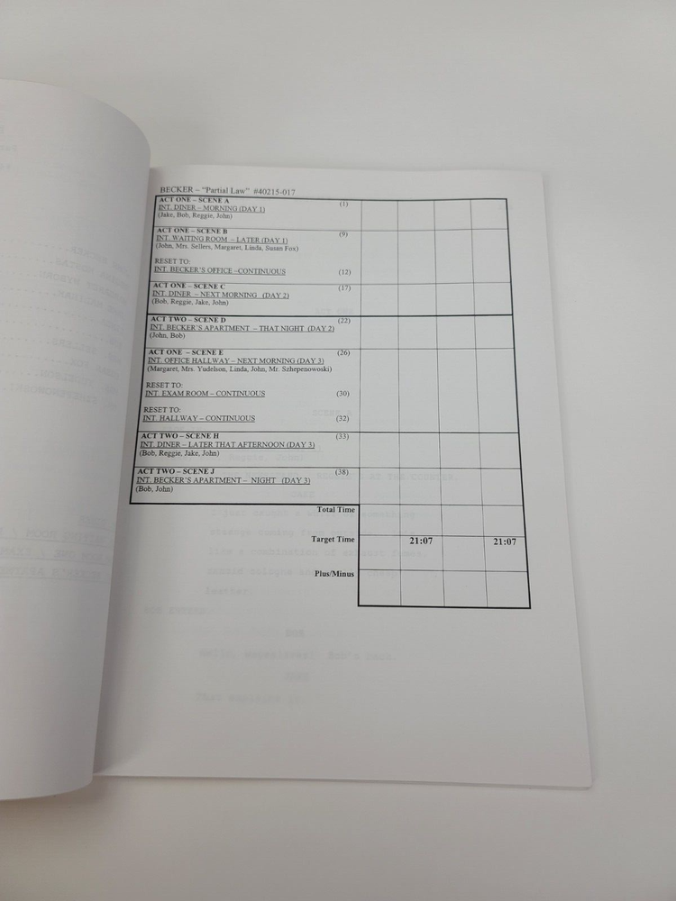 BECKER / Michael Markowitz 1999 TV Script, Ted Danson "Partial Law"
