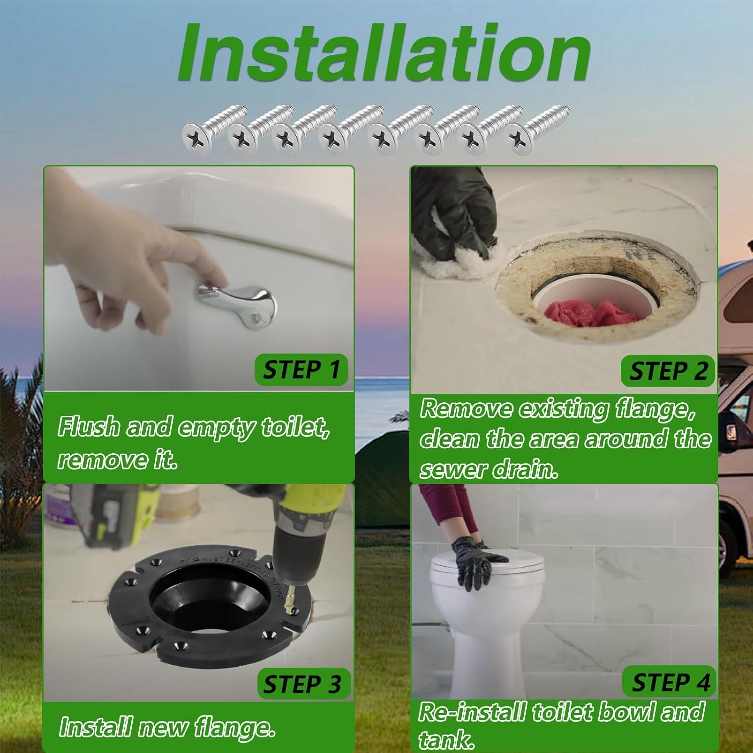 3" Socket Floor Flange RV Toilet Flange for Gravity Discharge Toilets