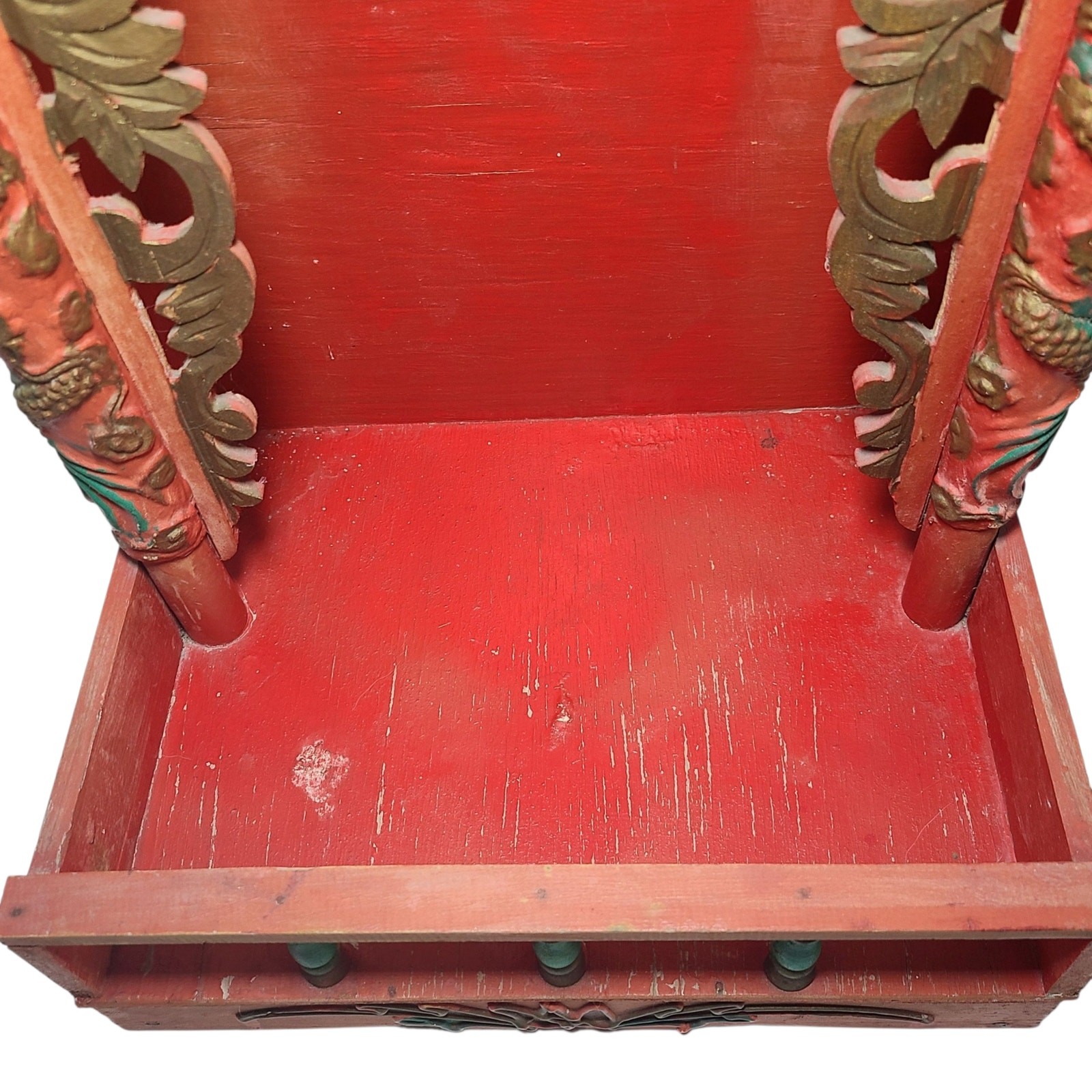 Vtg Asian Shrine Alter Box Spiritual Temple Oriental Handcrafted Wooden Buddhist