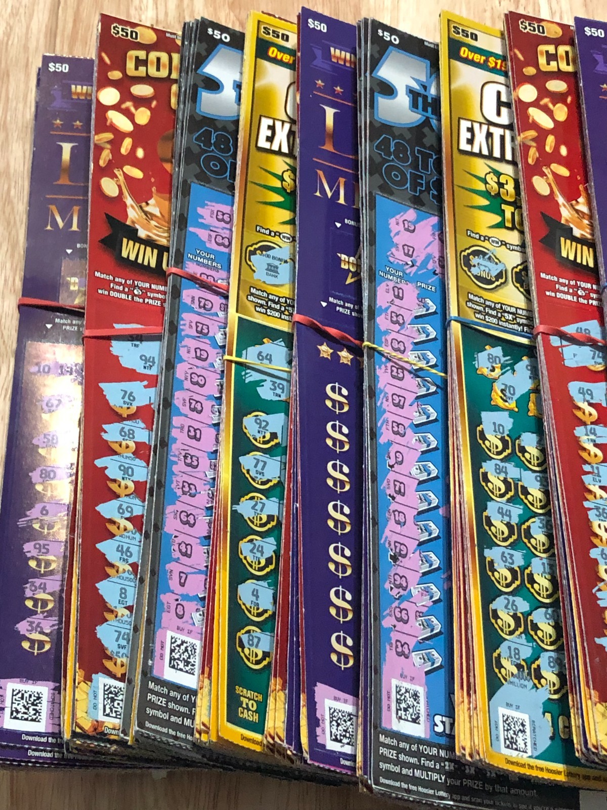 $6,000 Worth of Indiana NON-WINNING used $50 Lottery Scratch off Tickets 2025