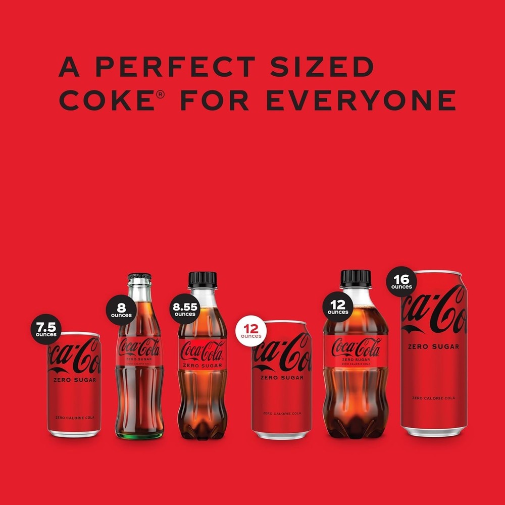 Coca-Cola Zero Sugar, 12 Pack Cans - Refreshing Zero-Calorie Soda Delight