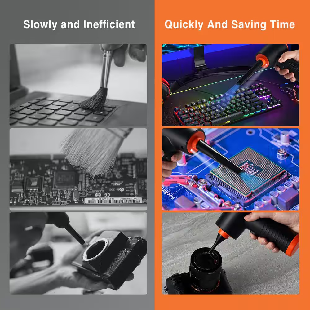 Multi-Purpose Compressed Air Duster, Cordless Compressed Air Blower with Led for