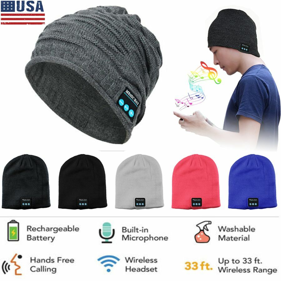 Bluetooth Music Wireless Warm Beanie Hat Smart Cap Headphone Headset Speaker Mic