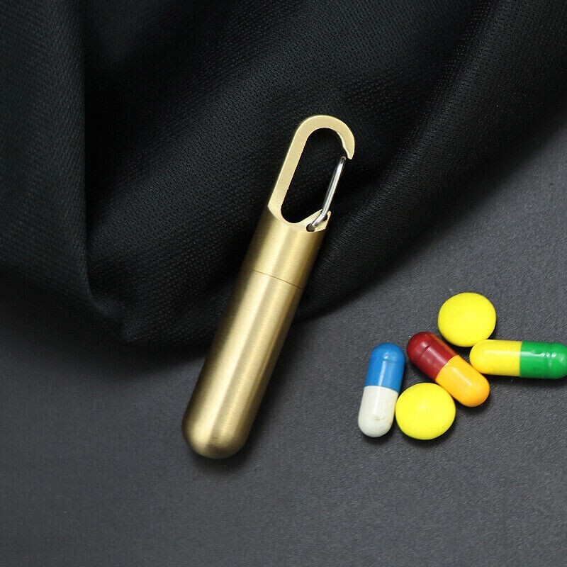 Solid Brass Keychain Waterproof Box Portable Integrated Medicine Pill EDC Box