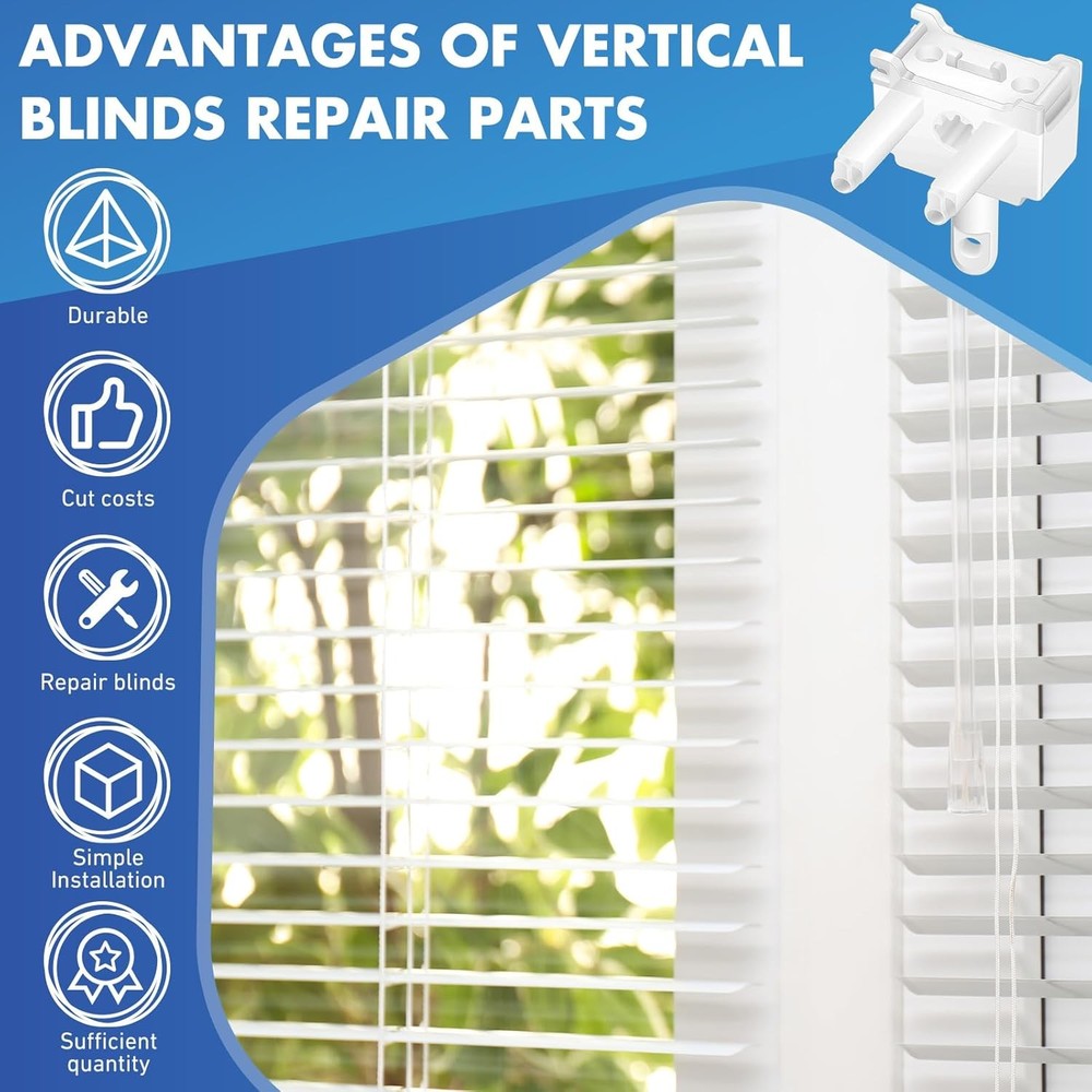 2 Pcs Vertical Blind Wand Control Replacement Repair One Size, White