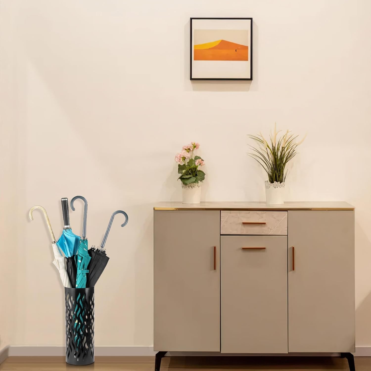 Metal Umbrella Holder, Umbrella Stand Rack for Entryway, Freestanding Rain Colle