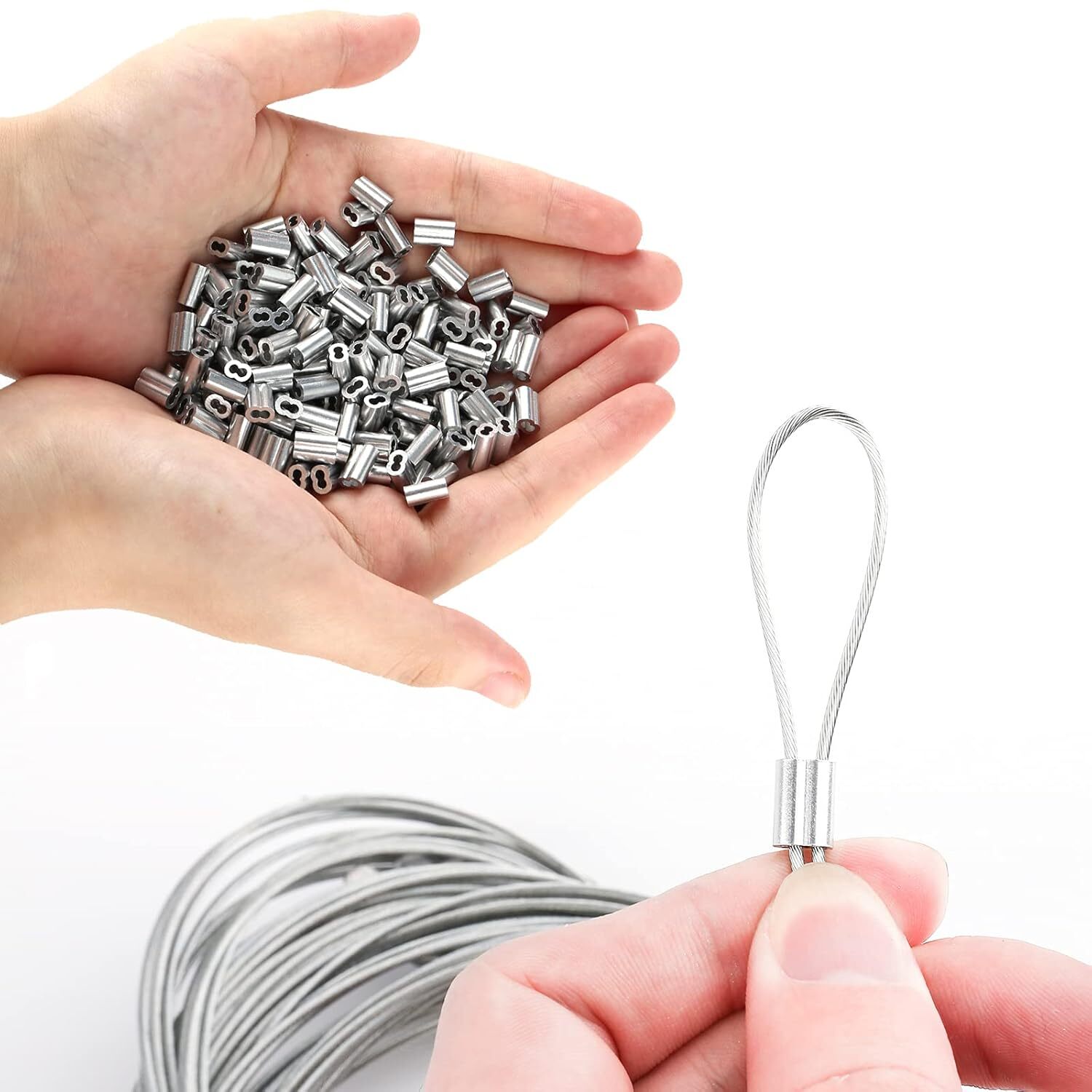 200 Pcs Aluminum Crimping Sleeve 1/16", Cable Ferrule Wire Rope Sleeves Sleeve..