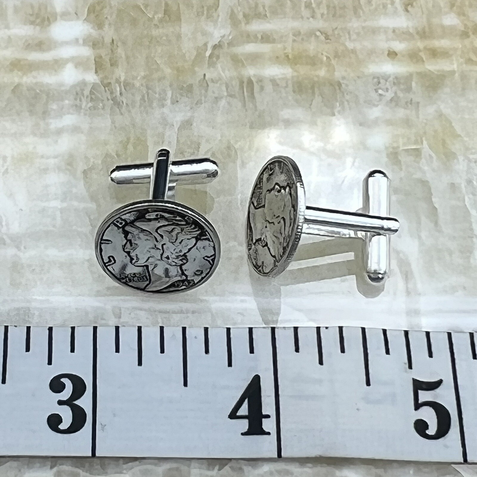 New Cufflinks w/ Vintage 90% 900 Silver Mercury Dime Coin 10 Cents Money