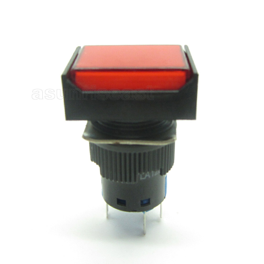 25 × Red 16mm Push Button Switch Momentary Rectangle DC 12V LED Light Bulk Lot