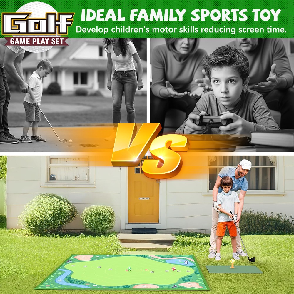 Battle Golf Chipping Game with Hitting Mat for Kids Adults Indoor Outdoor Gifts