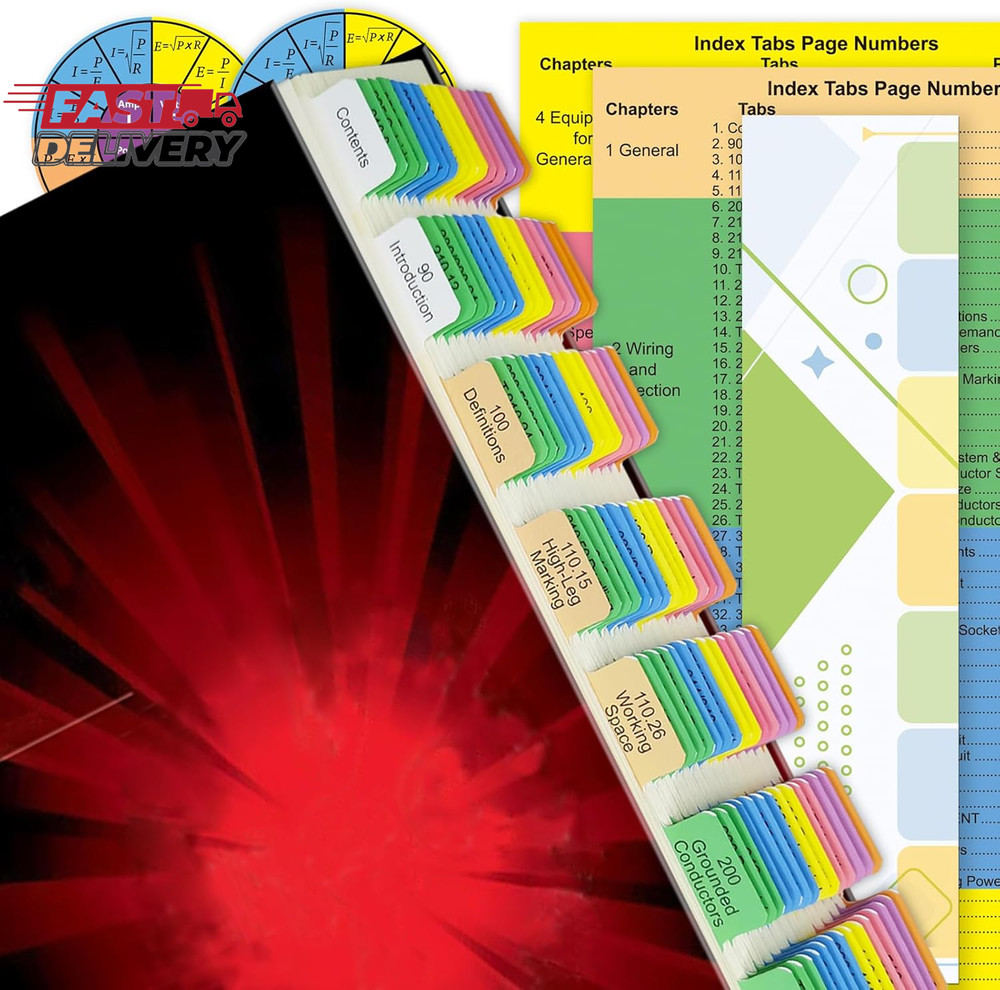 Electrical Code Tabs for NEC 2020, 140 PCS Laminated & Color-Coded for National