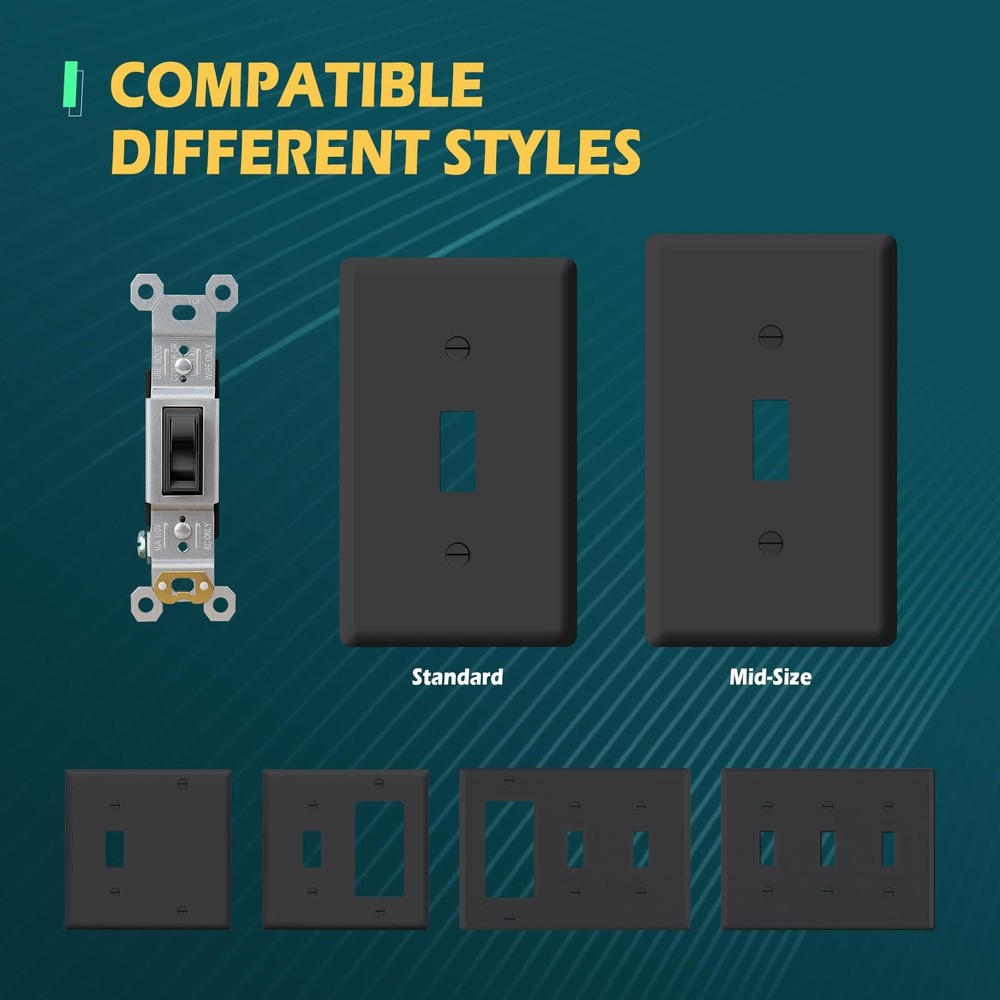 Single Pole Toggle Light Switch 15 Amp Single Pole On/Off Wall Switch for Res...