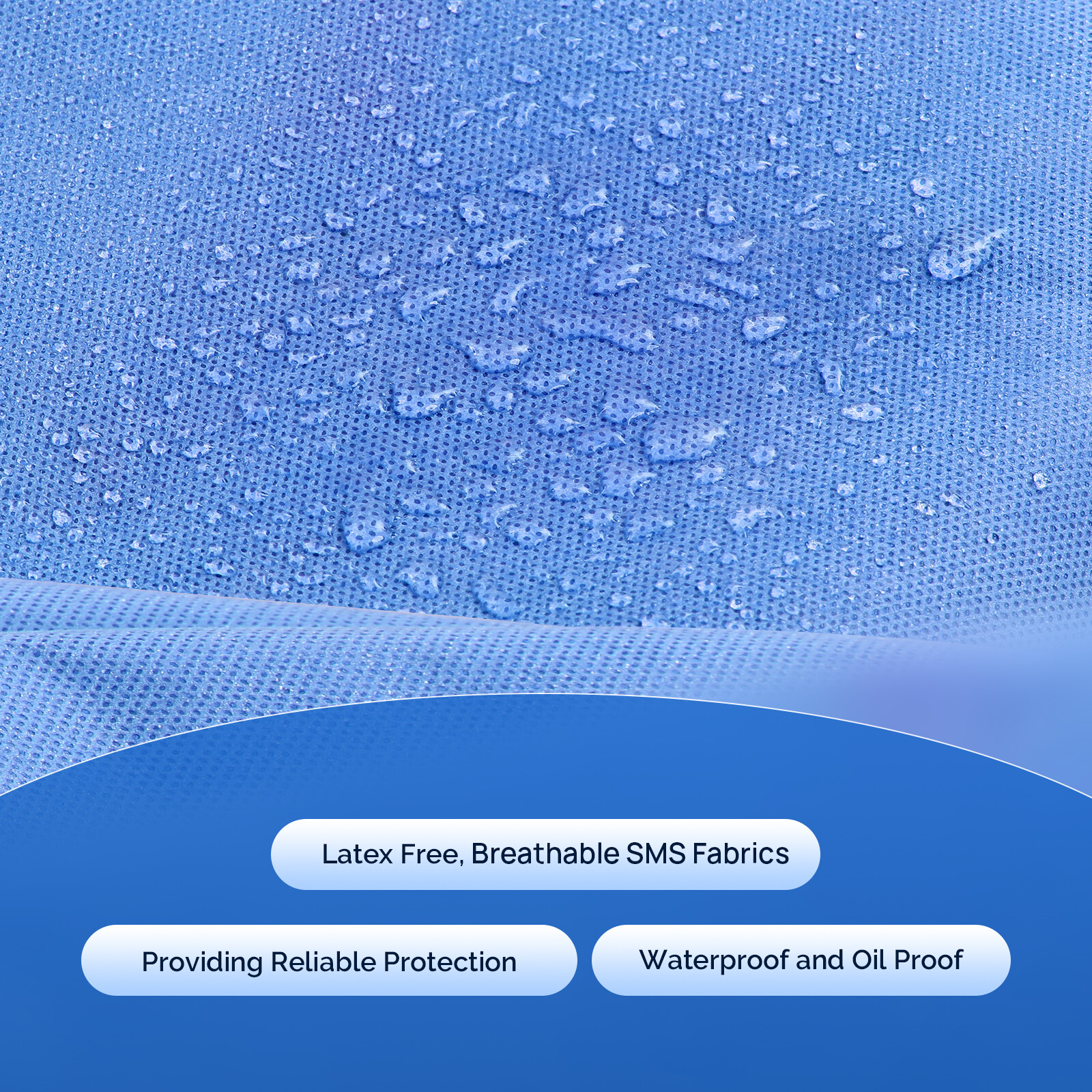 PLUS SMS Medical Dental Disposable Lab Coat Gown w/3 Pockets Knit Cuffs 50PCS