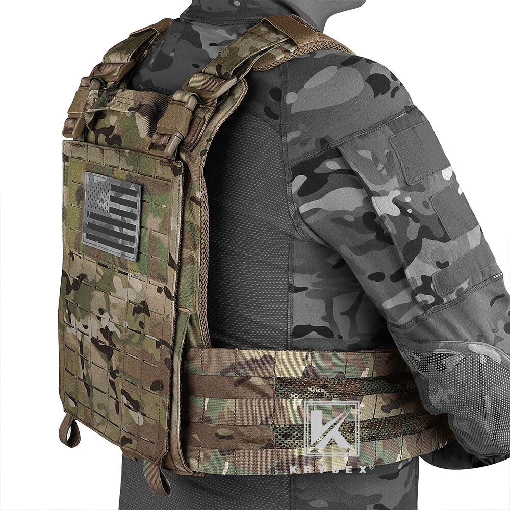 KRYDEX Plate Carrier Tactical Vest Quick Release & Laser Cut MOLLE Panel w/ Clip