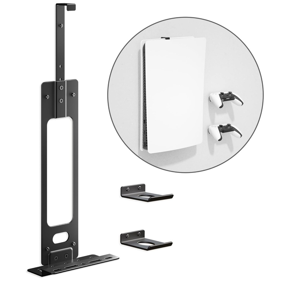 Upgraded Adjustable Console Holder Wall Mount for PS5 Black Gaming Stand for