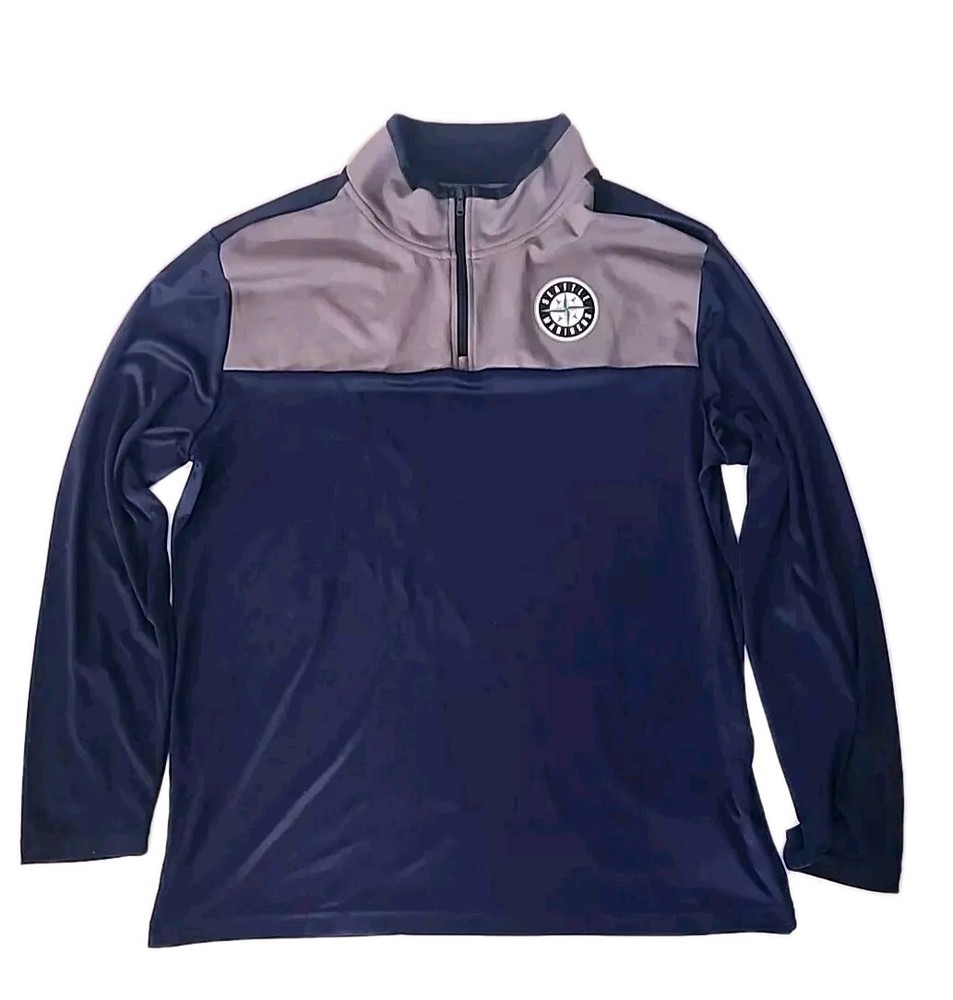 Seattle Mariners Majestic Size XLARGE Long Sleeve Performance Pull-over 1/4 Zip