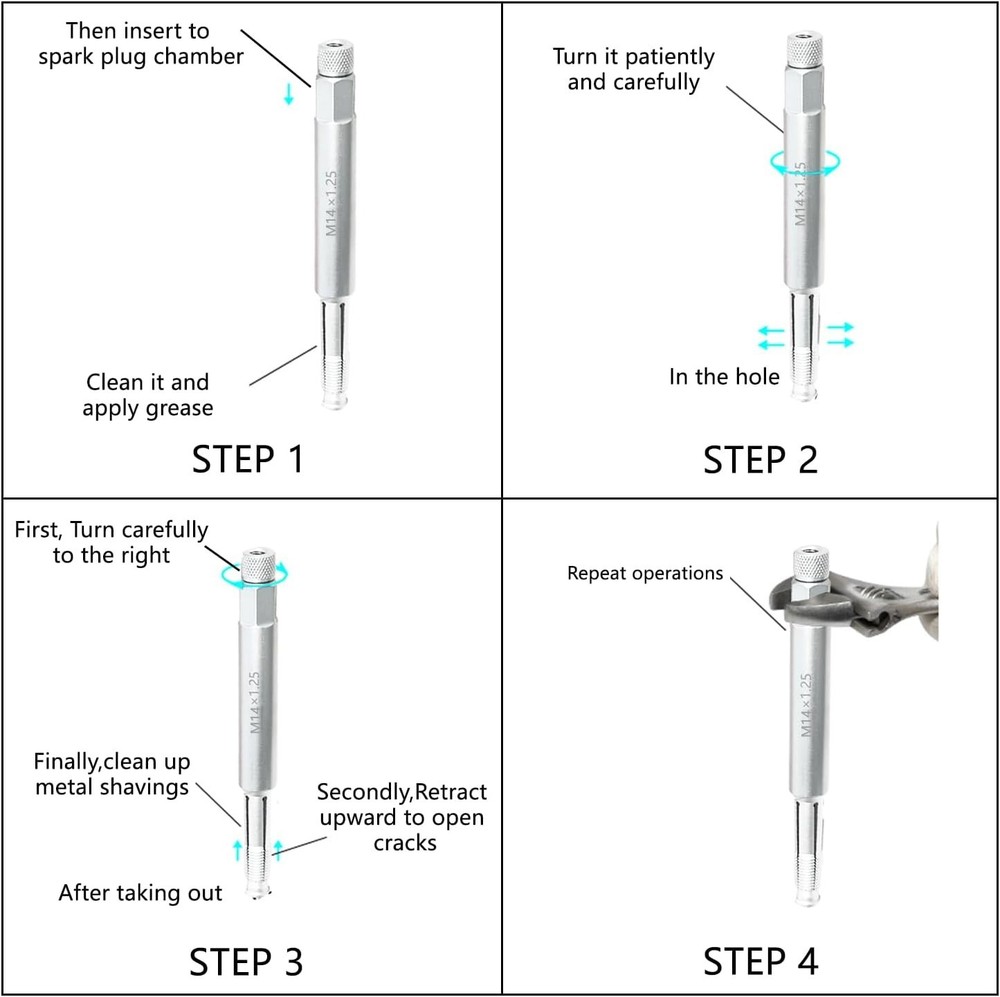 14mm Back Tap Tool - Reliable Spark Plug Thread Repair with 12-