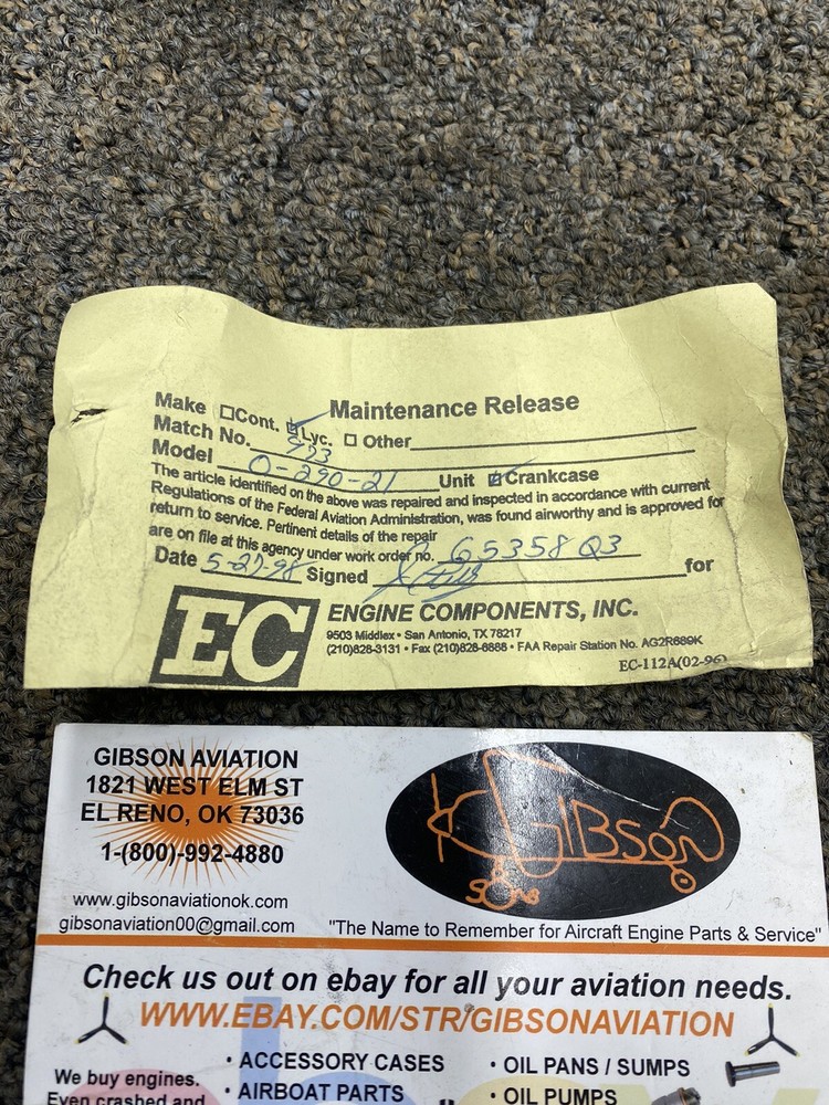 LYCOMING O-290-D2 CRANKCASE REPAIED