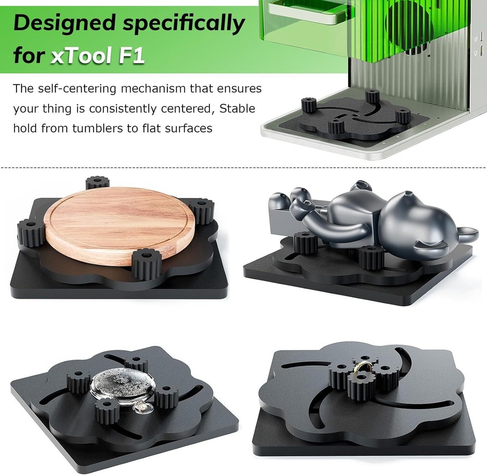 Adjustable Self-Centering Fixture Fit for xTool F1, Keeps Stable Always Centered