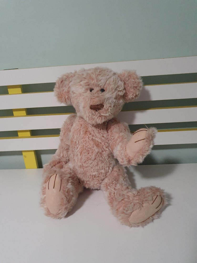 HANDMADE TEDDY BEAR PINK JOINTED 42CM