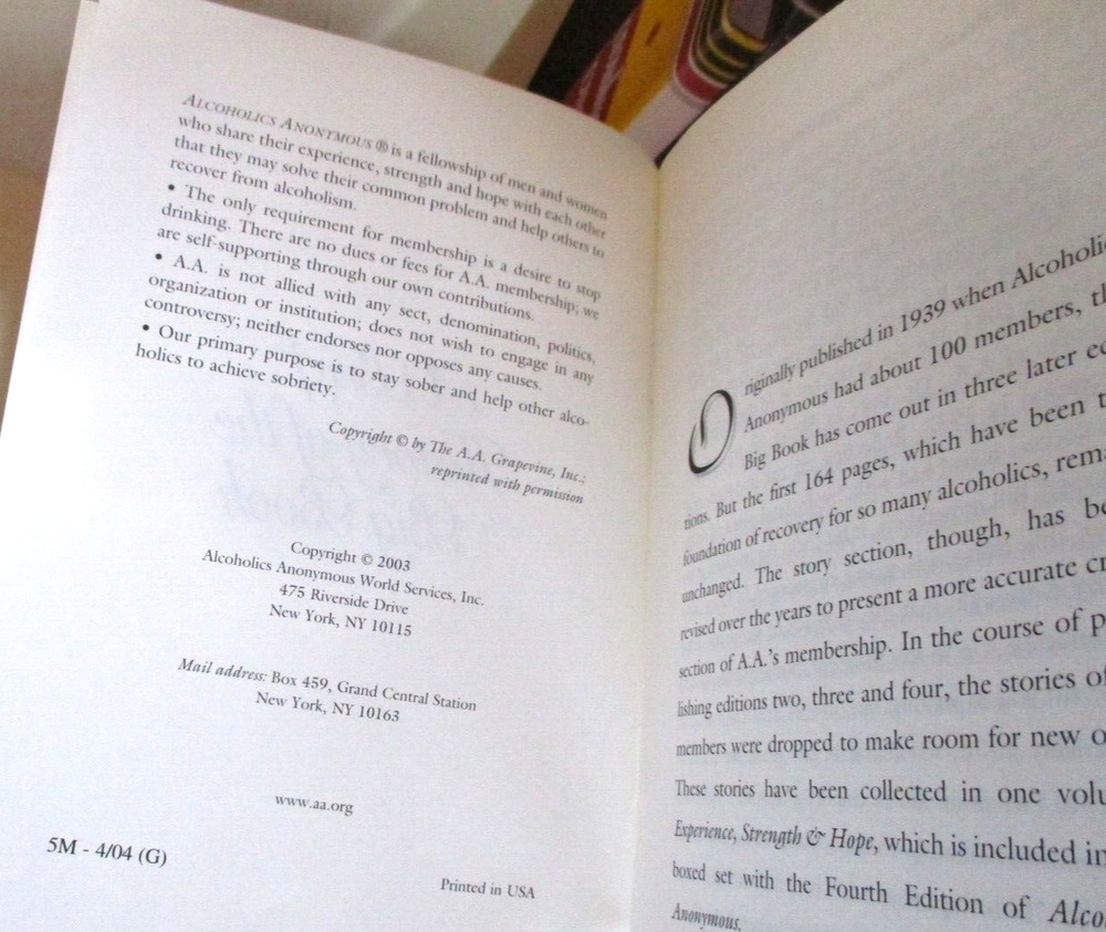 Alcoholics Anonymous BS-11 Boxed Set AA BB, Experience Strength Hope, Brief Hist