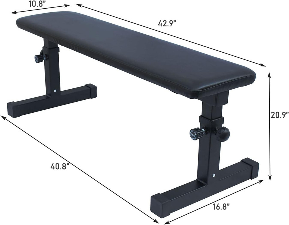 Flat Weight Bench Utility Workout Adjustable Height Bench for Strength Training
