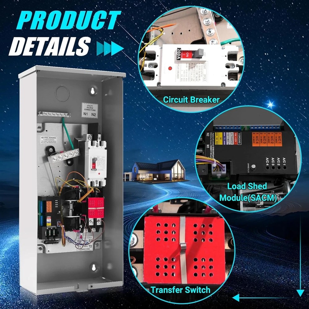 200 Amp Automatic Transfer Switch Replacement for Generac Rxsw200A3 W/Power