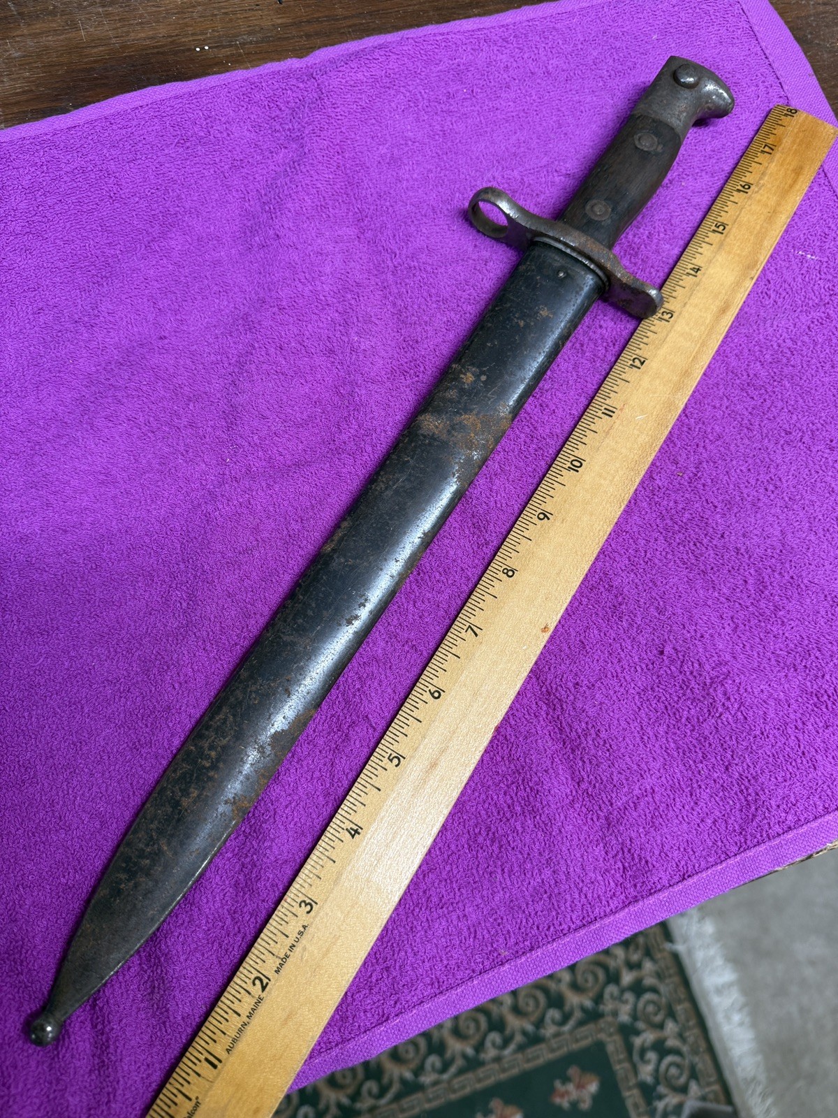 US ARMY PRE WWI US KRAG JORGENSEN BAYONET-DATED 1902-WITH SCABBARD