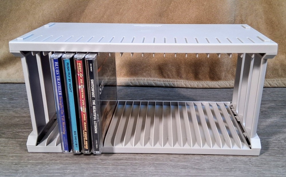 Vtg. 1990s FELLOWES 22 CD Compact Disc Storage Rack -Desktop/Stackable