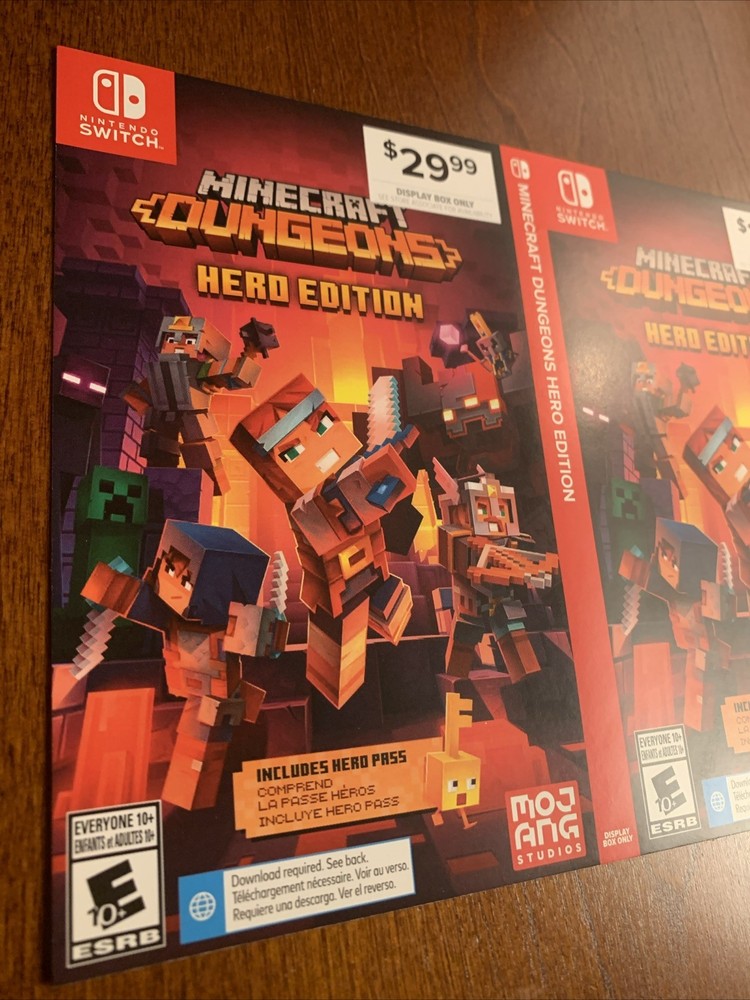 Minecraft Dungeons Hero Nintendo Switch - Authentic- RARE - Display Box Only
