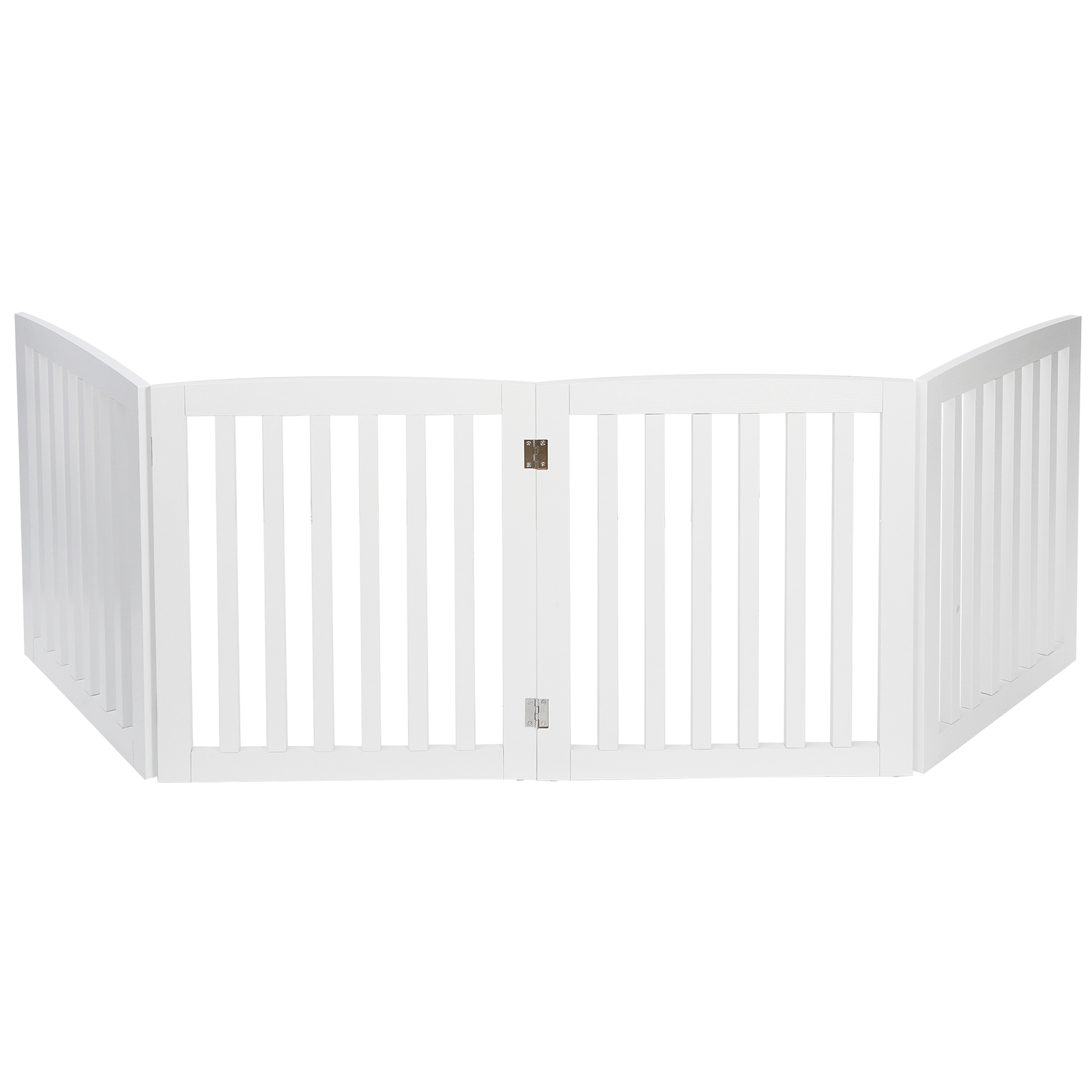 24 inch 4 Panels Wooden Pet Fence Dog Gate Folding Baby Playpen Doorway White