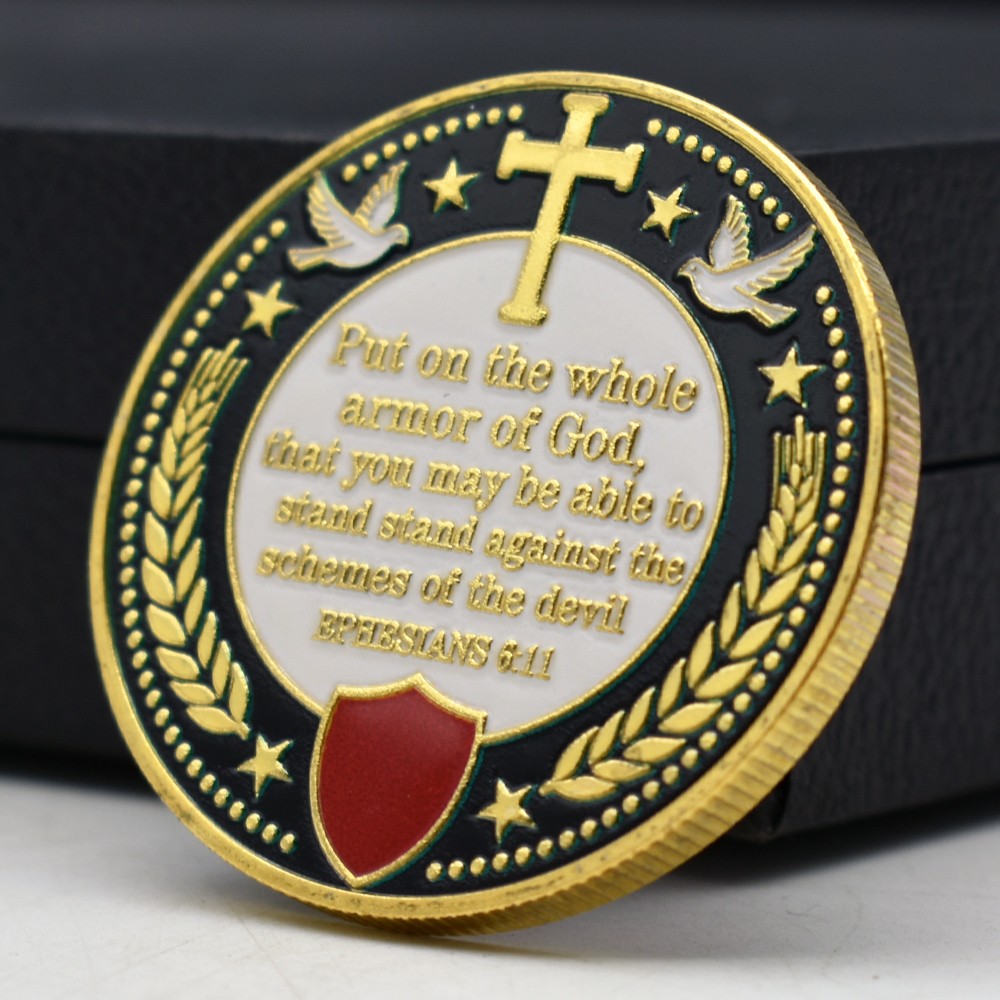 Christian Knight Armor of God Challenge Coin Religious Collectibles Medal Gift
