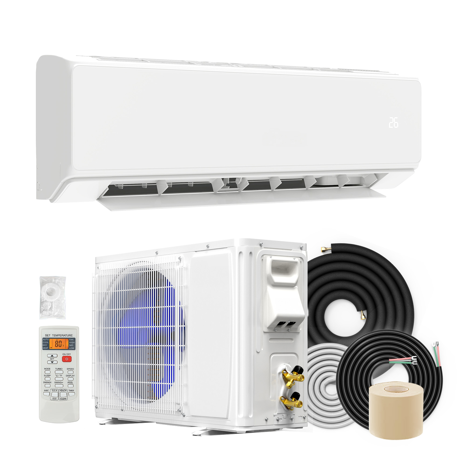 18000 BTU Mini Split Air Conditioner Heat Pump System 208-230V Ductless AC Cool