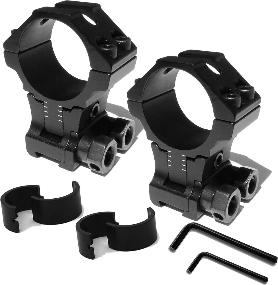 2Pcs 1"/30mm Adjustable Height Scope Ring Mount for 11mm Rail Dovetail Riser