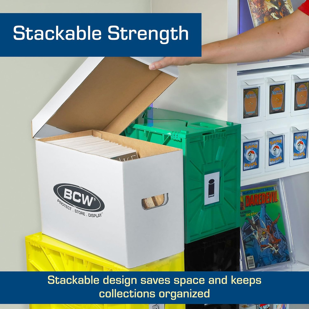 BCW Short Comic Storage Box 5-Pack Holds 150–175 Comics Stackable Durable
